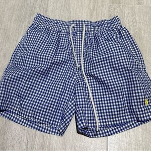 Ralph Lauren Blue Gingham Swim Shorts size small lined interior